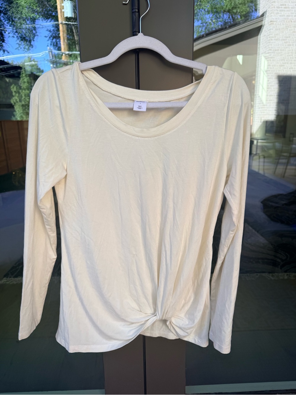 Melrose and Market Cream Knot Long Sleeve Top